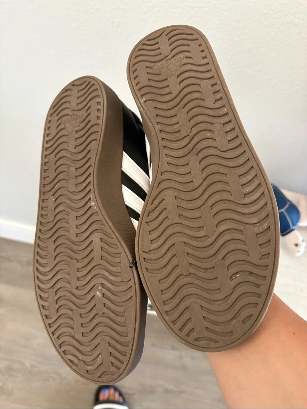 adidas Black & White Low-Top Sneakers with Gum Sole
